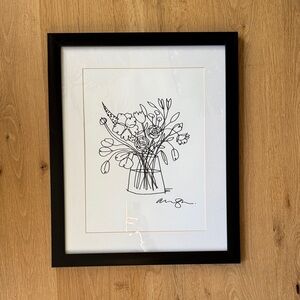 Black Framed Line Floral Art Print